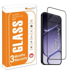 OpenTech® Military-Grade Tempered Glass Screen Protector Compatible for Oneplus Nord CE 6 Lite 5G with Edge to Edge Coverage and Easy Installation kit
