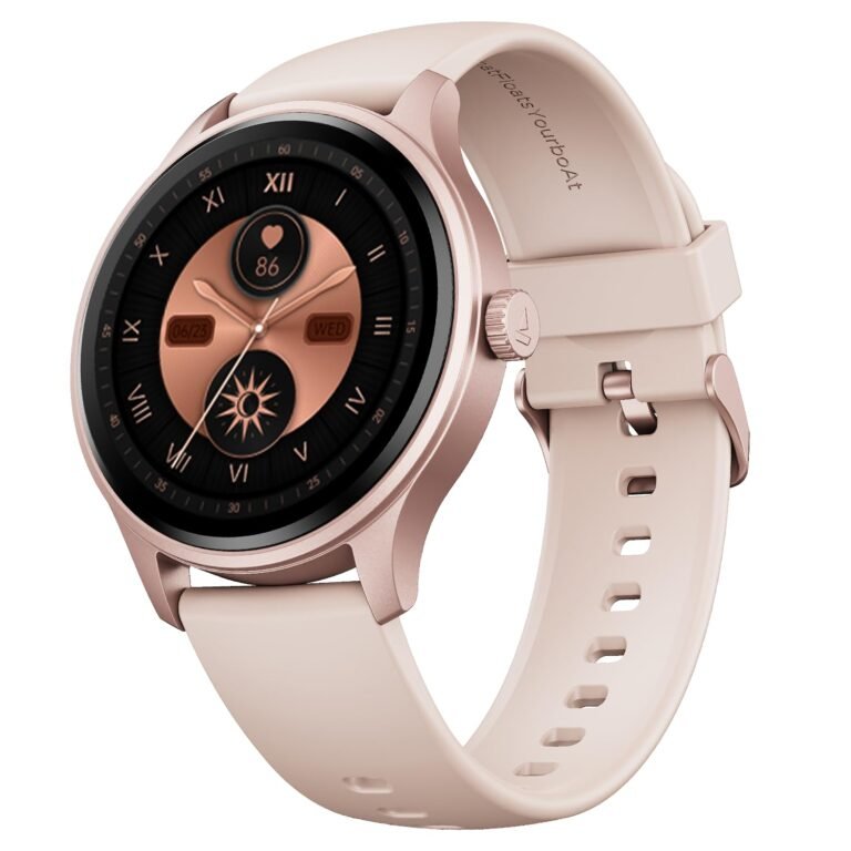boAt Lunar Discovery Neo, 1.39″ (3.5 cm) Round HD Display, Premium Metallic Finish, Animated Watchfaces, 100+ Sports Mode, Bluetooth Calling, Smart Watch for Men & Women (Cherry Blossom)