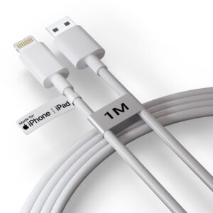 USB to Lightning Cable (1M) | MFi Certified Fast Charging PD Cable Compatible for iPhone 14/13/12/11/X/8, iPad | USB to Lightning Charger Cord (White) by AIL_KIN