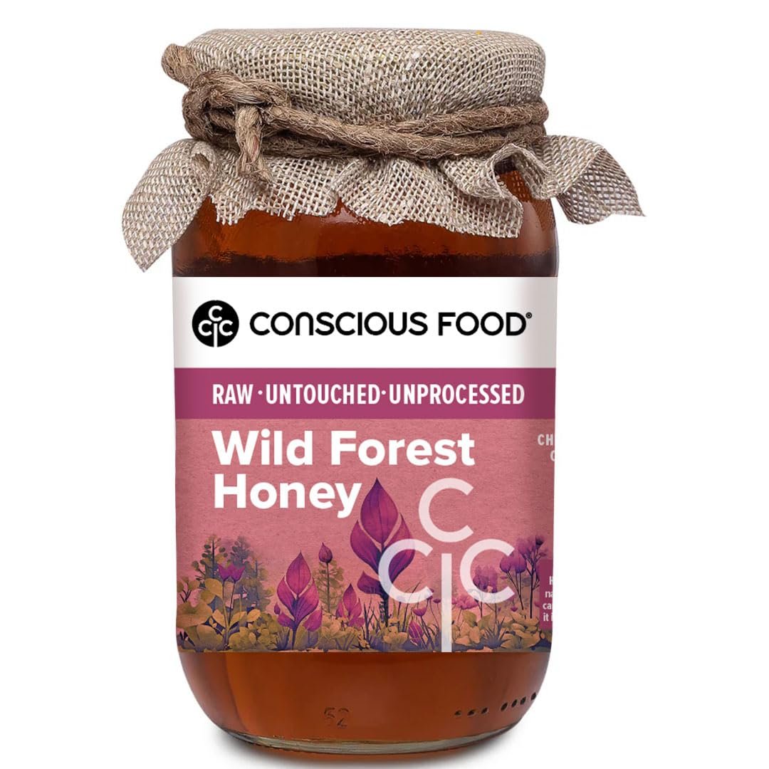Conscious Food Wild Forest Honey | 500g | 100% Raw, Pure and Natural | Unprocessed & Unpasteurized Honey | Value Pack