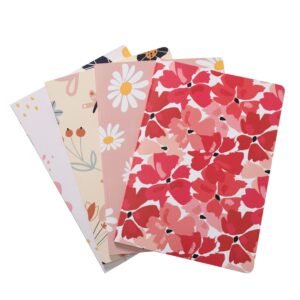 PAPBOO A5 Handy, Easy to Carry Unruled, Plain Cute Floral Set of 4 for doodling, Writing, Notes, Notebooks -Matte Finished – Journal Diary, Gift.(60 * 4=240 80 GSM Pages)