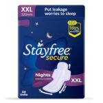 Stayfree Secure Nights XXL | 40 Pads| Cottony Soft Sanitary Pads for Women | Upto 100% leakage protection | Buy XXL at XL price | Absorbs 2x Faster with Wider Back |