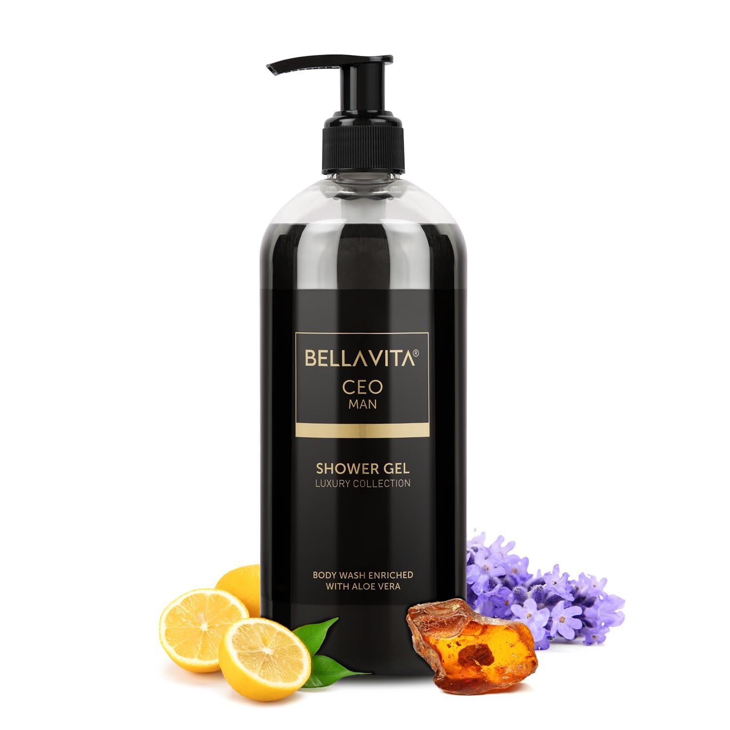 Bella Vita Luxury CEO MAN Body Wash Refreshing Shower Gel for Deep Cleansing, Hydrating & Moisturising Skin with Aloe Vera & Charcoal Powder 500 ml