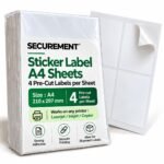 Securement Easyship Sticky Labels (A4 Size Sheet with 4 Pre-Cut Per Sheet) – to Print Easyship Order Labels & Invoice (100 Sheets)