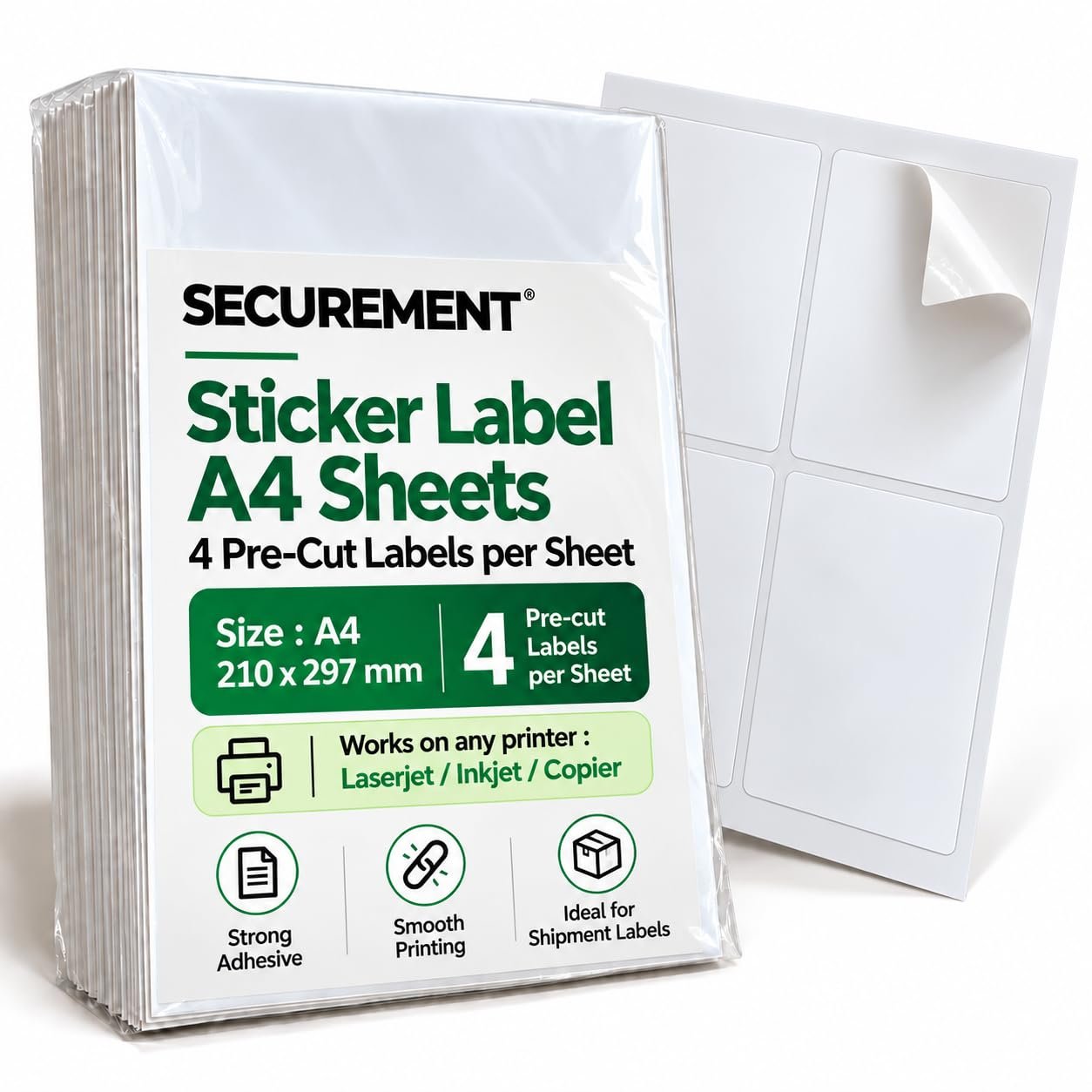 Securement Easyship Sticky Labels (A4 Size Sheet with 4 Pre-Cut Per Sheet) – to Print Easyship Order Labels & Invoice (100 Sheets)