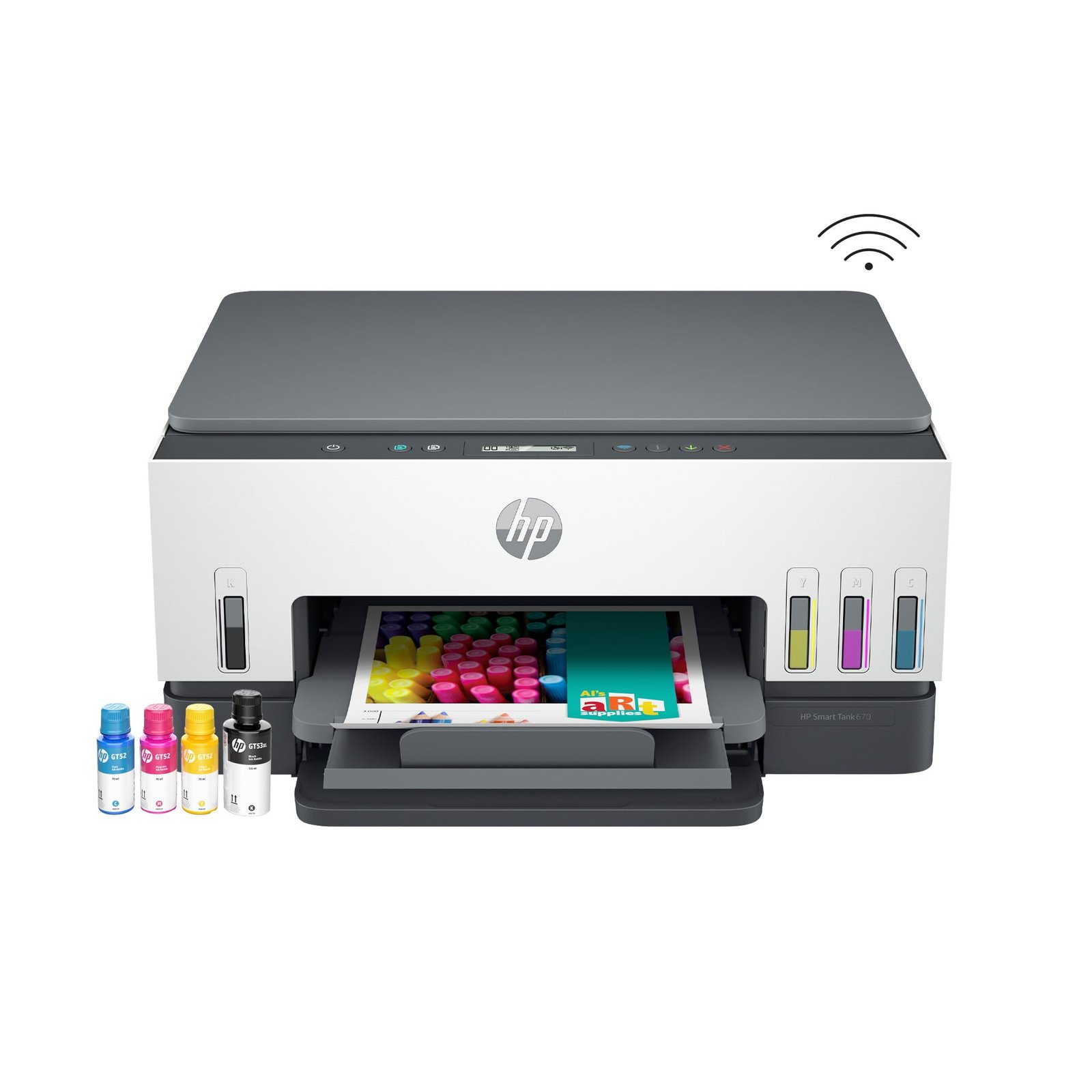 HP Smart Tank 670 All-in-One Auto Duplex WiFi Integrated Ink Tank Colour Printer, Scanner, Copier- High Capacity Tank with Automatic Ink Sensor, Multicolor