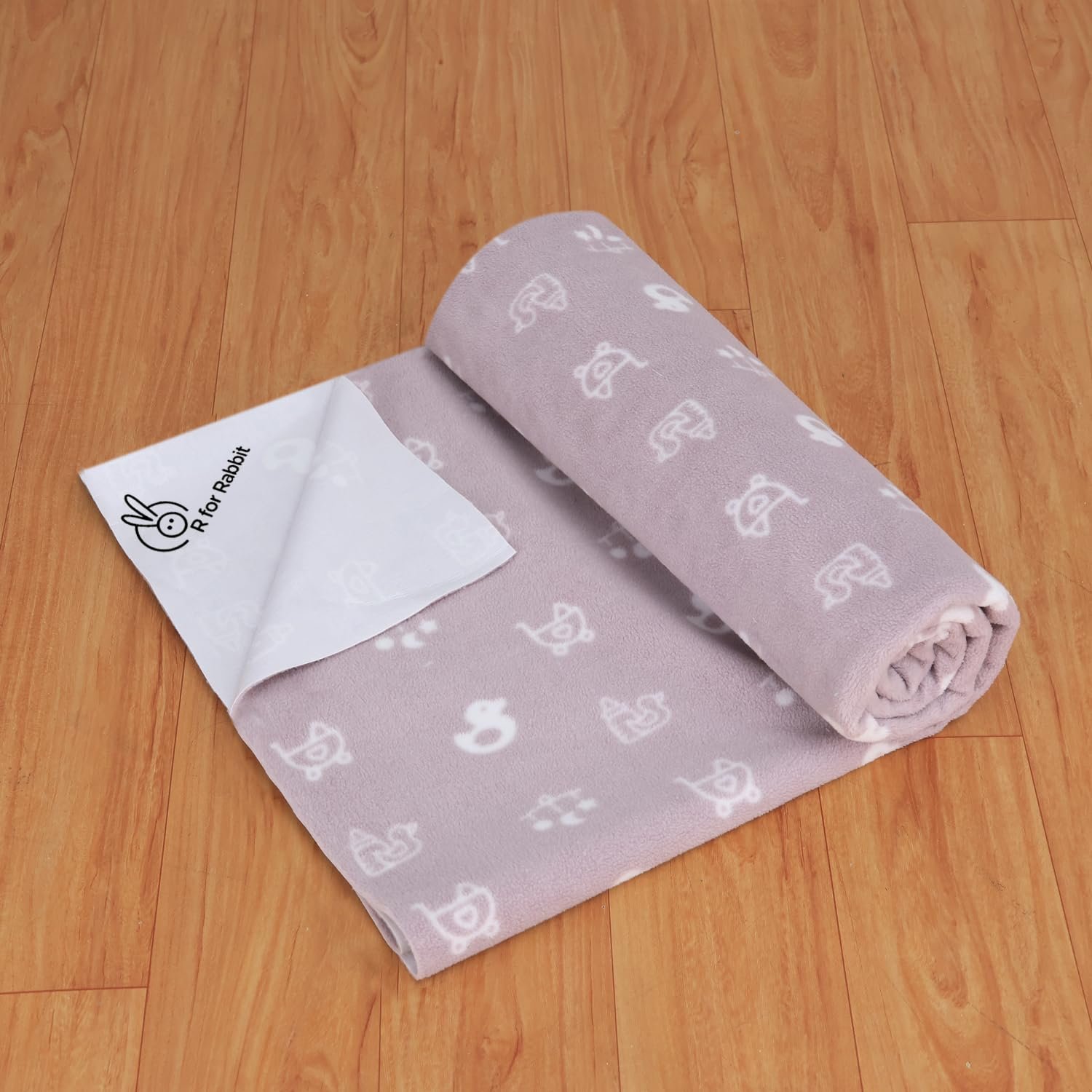 R for Rabbit Waterproof Quick Dry Sheet for Baby | Anti-Piling Fleece Breatheable Fabric Extra Absorbent Instant Dry Baby Bed/Cot Protector Mat (Size-L,Grey)