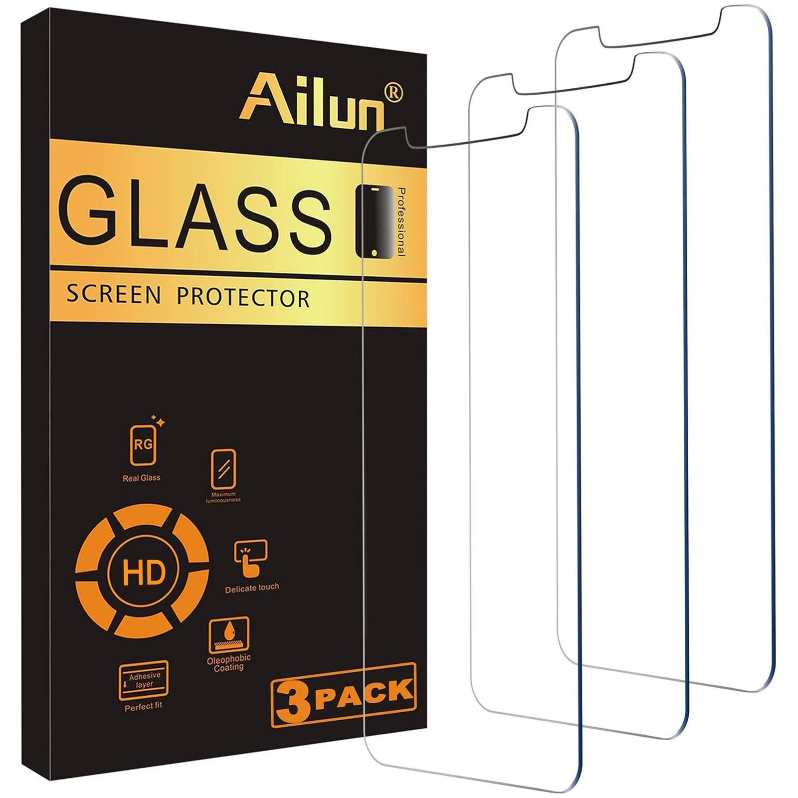 AILUN Screen Protector Compatible iPhone Xs Max (6.5inch 2018 Release),[3 Pack],0.33mm Tempered Glass, Compatible iPhone Xs Max (6.5inch 2018 Release),Anti-Scratch,Case Friendly
