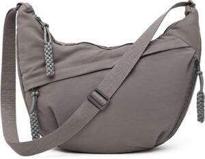 Lyrovo Travel Crossbody Crescent Bags for Women Over Shoulder Purse with Zipper Half Moon Sling Bag & Waist Bag Unisex Chest Bag