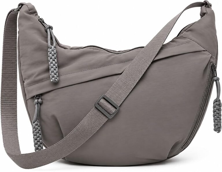 Lyrovo Travel Crossbody Crescent Bags for Women Over Shoulder Purse with Zipper Half Moon Sling Bag & Waist Bag Unisex Chest Bag