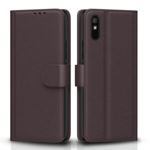 Pikkme Flip Cover Leather Finish | Inside TPU with Card Pockets | Wallet Stand and Shock Proof | Complete Protection Flip Case for Redmi 9A / 9i / 9A Sport(Coffee)