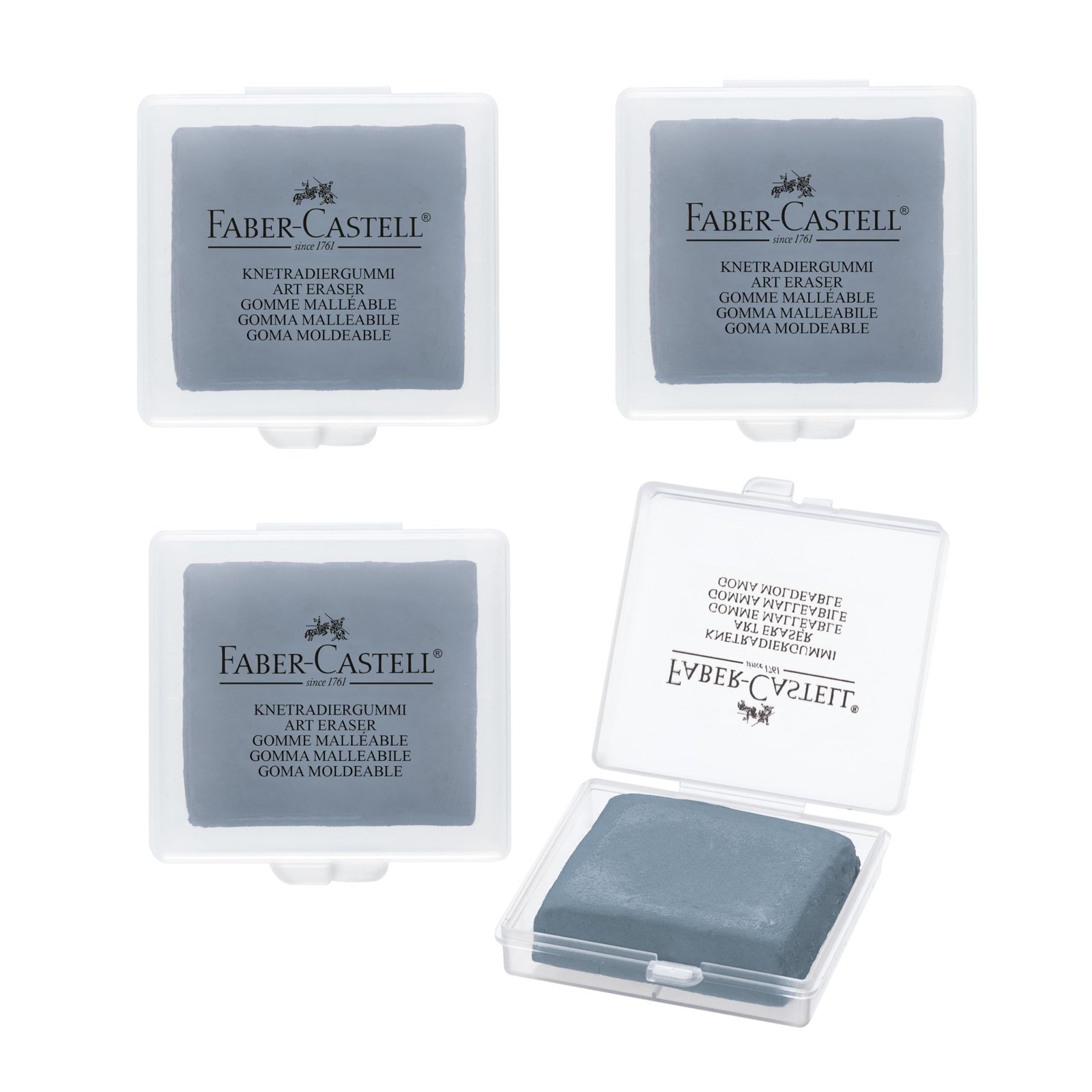 Faber-Castell Drawing Art Kneaded Erasers (Large Size, Grey) -4 Pack