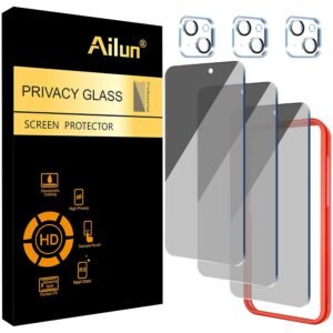 Ailun Privacy Screen Protector+Camera Lens Protector for iPhone 15