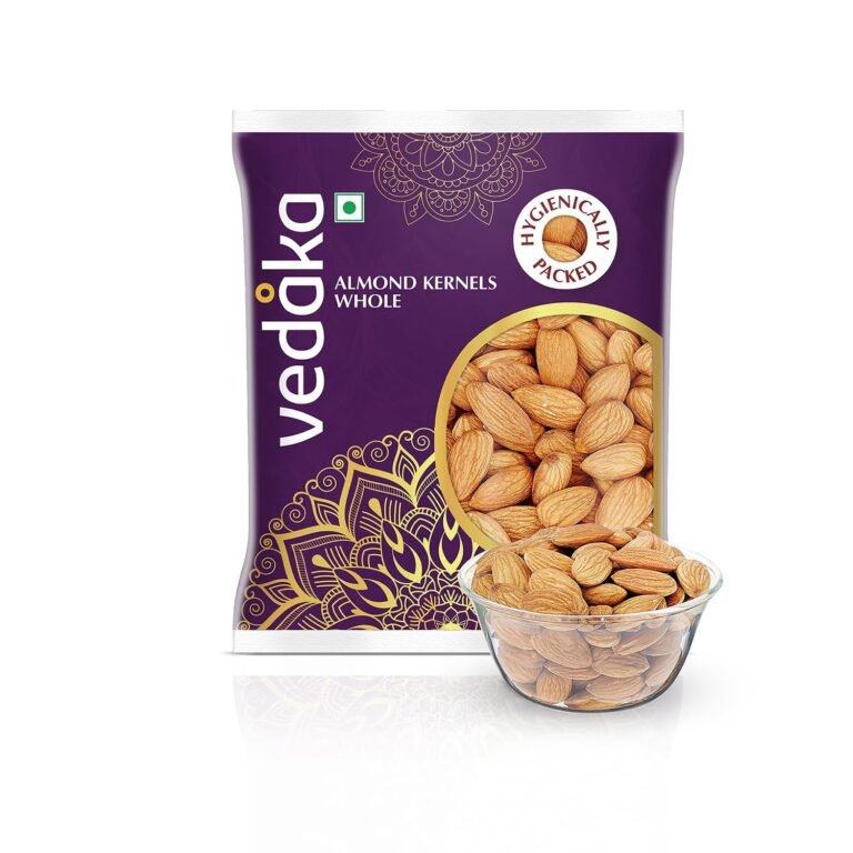 Amazon Brand – Vedaka Almonds | 200 g | California Almonds | 100% Natural Badam Giri | Rich In Protein & Dietary Fiber | Crunchy Texture & Delicious Nutty Flavour | No Added Preservatives