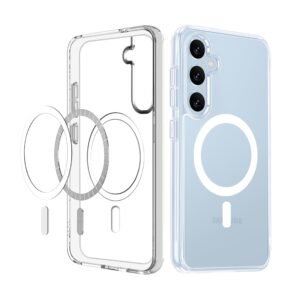CEDO Cover for Samsung Galaxy S24 (5G) | Compatible with MagSafe Wireless Charging | Designed with Magnetic Lock Shockproof Phone Bumper Transparent Back Case Cover (Transparent)