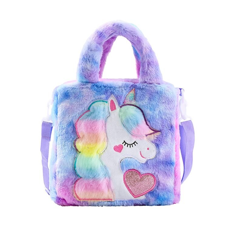ADISA Unicorn Toddler Bag Princess Fur Crossbody Handbags Gift for Girls