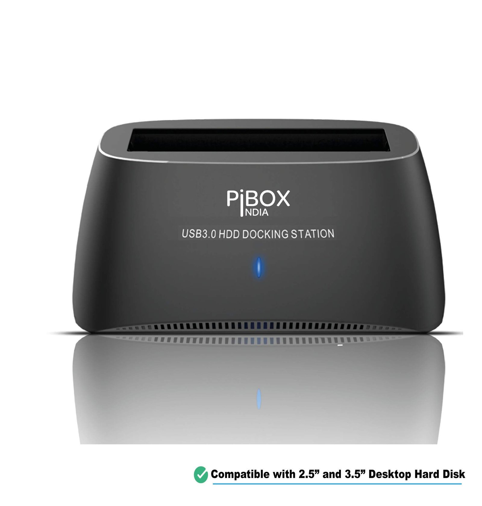PiBOX India, USB 3.0 Hard Drive Docking Station (USB to SATA Docking Station) with 16TB+ Drive Support for 2.5 Inch & 3.5 Inch HDD SSD- Supports SATA II, III and UASP with ASM225CM- Top-Loading Design