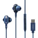 Ambrane Type C Wired Earphones with Mic, Dual Dynamic Drivers, Hi-Fi Stereo Sound, Deep Bass, in-Ear Earphones for Gaming, Music & Calls, Compatible with Type C Smartphones, iPhone,Android, Ipad