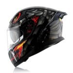 Axor Apex Venomous ISI ECE DOT Certified Full Face Dual Visor Helmet for Men and Women with Pinlock Fitted Outer Clear Visor and Inner Smoke Sun Visor Black Grey(M)