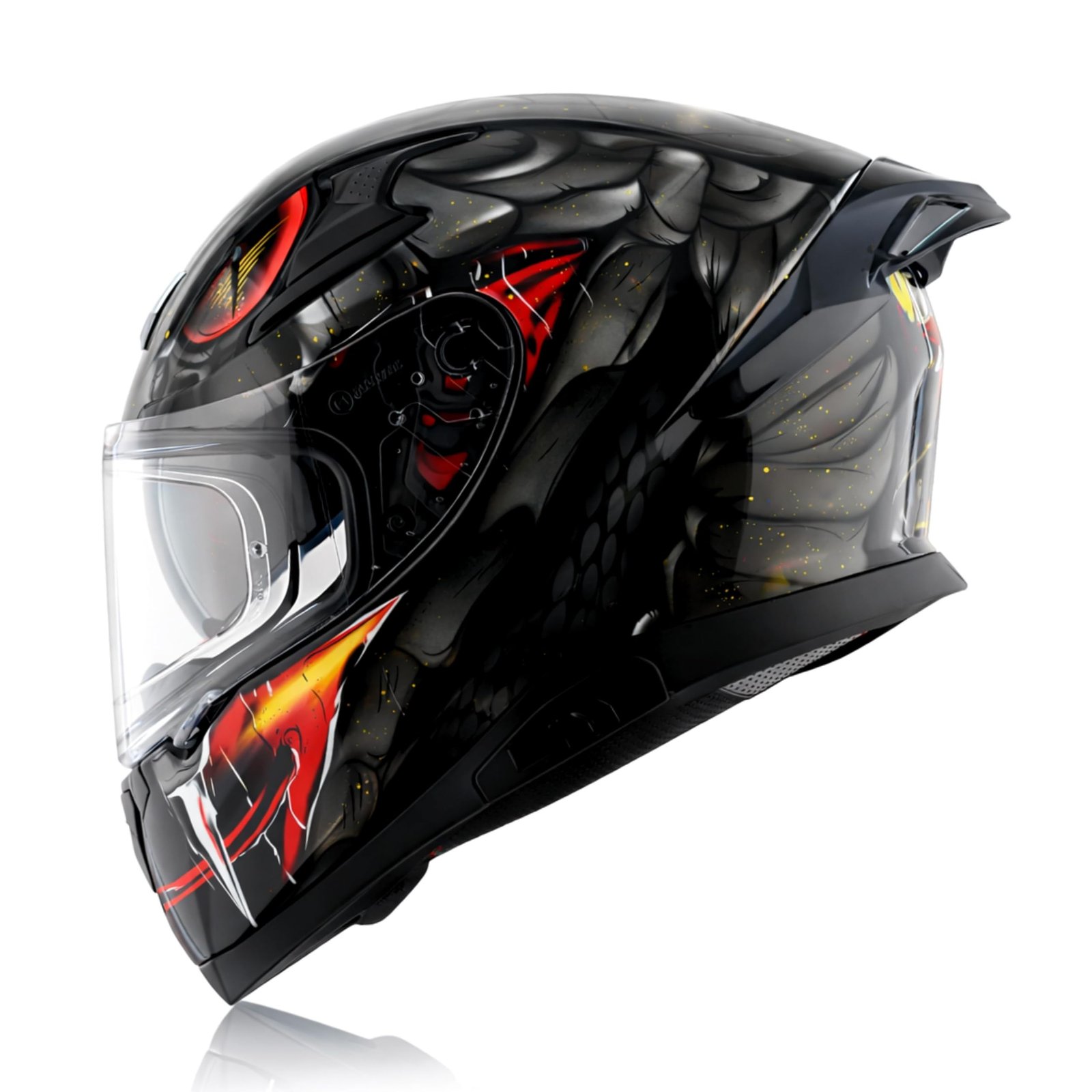 Axor Apex Venomous ISI ECE DOT Certified Full Face Dual Visor Helmet for Men and Women with Pinlock Fitted Outer Clear Visor and Inner Smoke Sun Visor Black Grey(M)