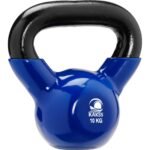 KAKSS Half Coating Vinyl Kettlebell, 10kg Blue Cast Iron Kettle Bell with Non-Slip Grip Handle for Strength Training, Home Gym Workout Equipment for Men & Women (Proudly Made in India)