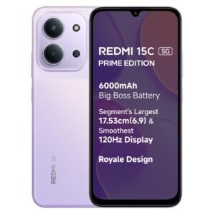 Redmi 15C 5G Prime Edition Dusk Purple 6GB + 128GB | Massive 6000mAh Battery | Segment’s Largest 17.53cm Display Up to 120Hz | MediaTek Dimensity 6300 | 33W Fast Charging | 50MP AI Dual Camera
