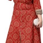 Yash Gallery Women’s Plus Size Cotton Bandhej Printed Anarkali Kurta|Regular Fit