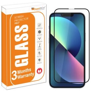 OpenTech® Military-Grade Premium Tempered Glass Screen Protector for iPhone 13/13 Pro / 14 / 16e / 17e with Edge to Edge Coverage – Case Friendly, Anti-scratch and Bubble free installation kit