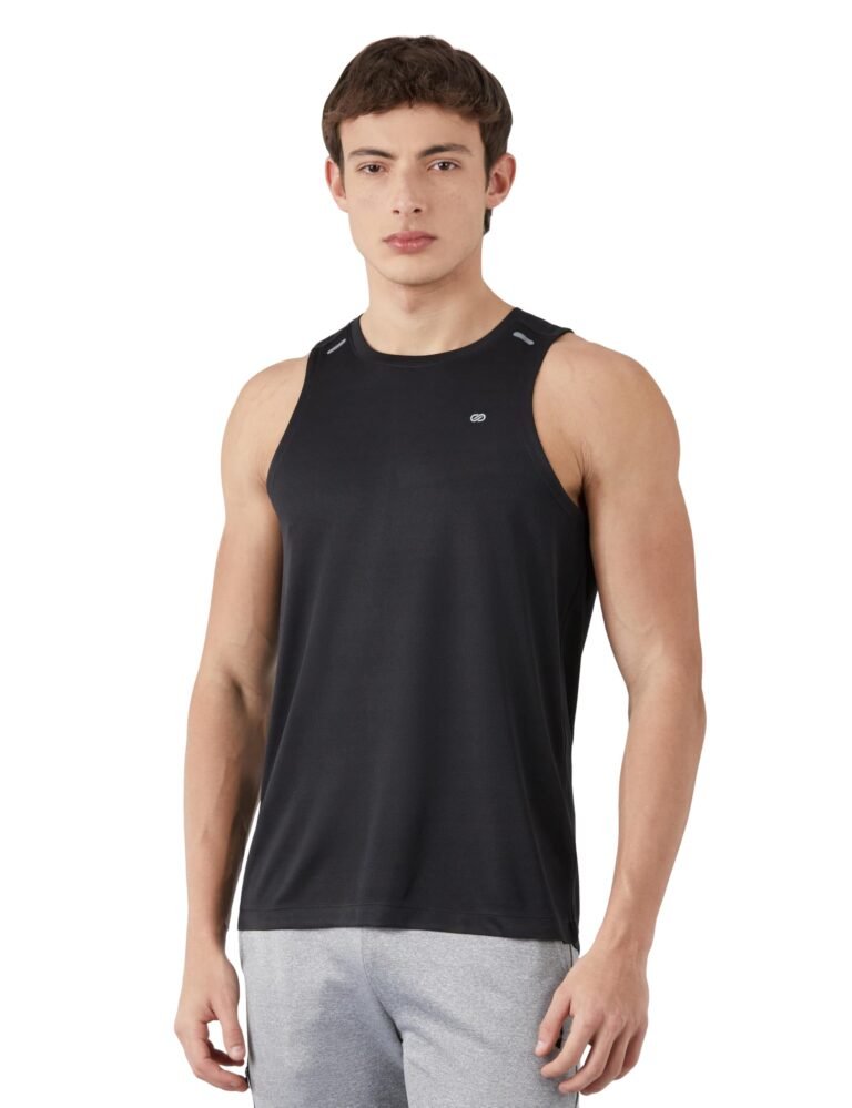 Amazon Brand – Symbol Men’s Polyester Color Block Active Regular Fit Sports | Round Neck | Sleeveless T-Shirt