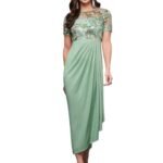 Miss Chase Women’s Comfortable Round Neck Sleeveless Striped Midi Bodycon Dress with Zipper