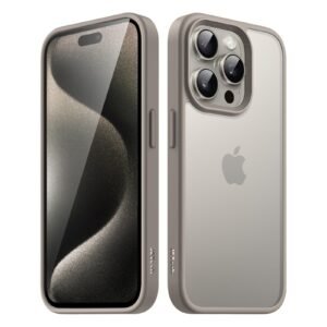 JETech Matte Case for iPhone 15 Pro, Natural Titanium