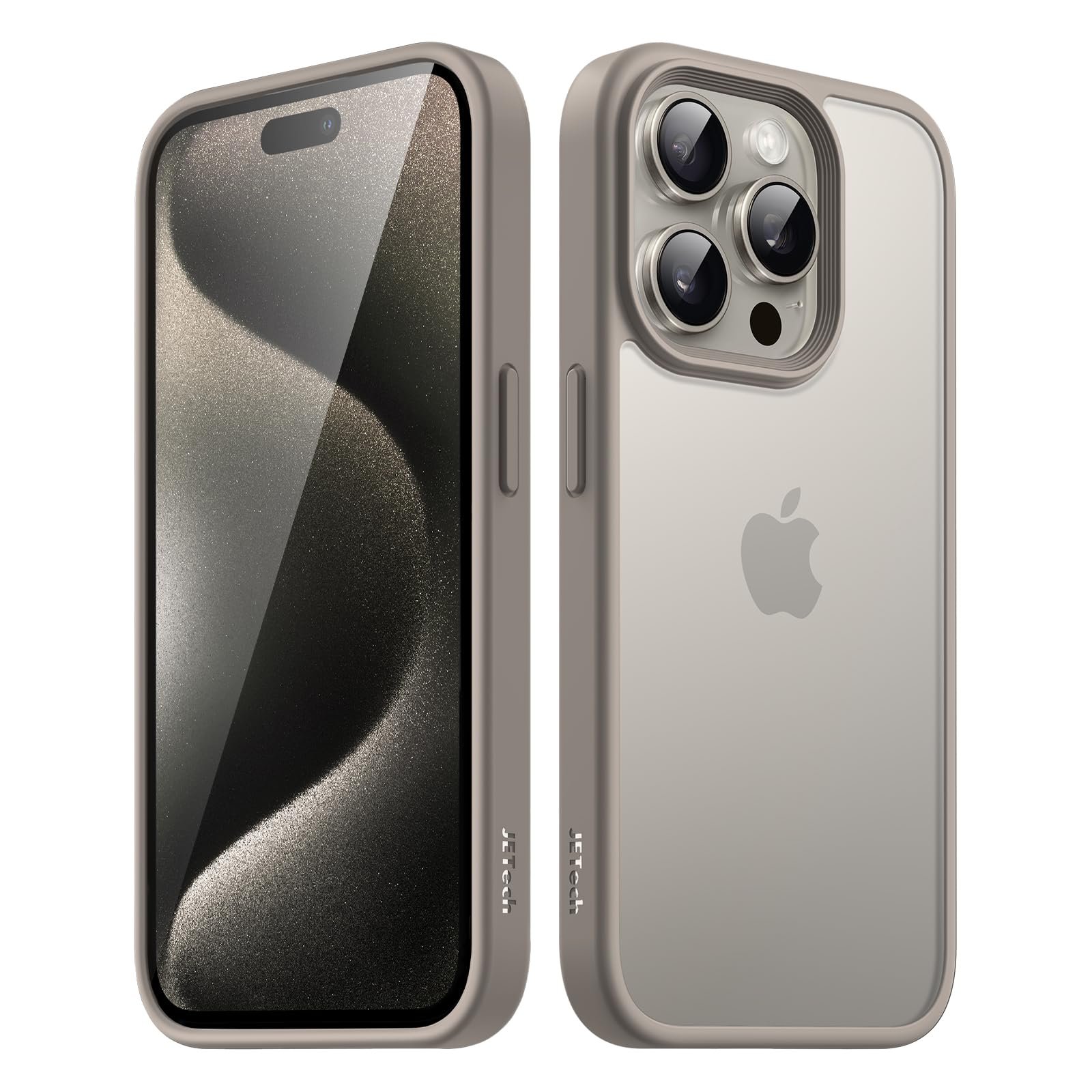 JETech Matte Case for iPhone 15 Pro, Natural Titanium