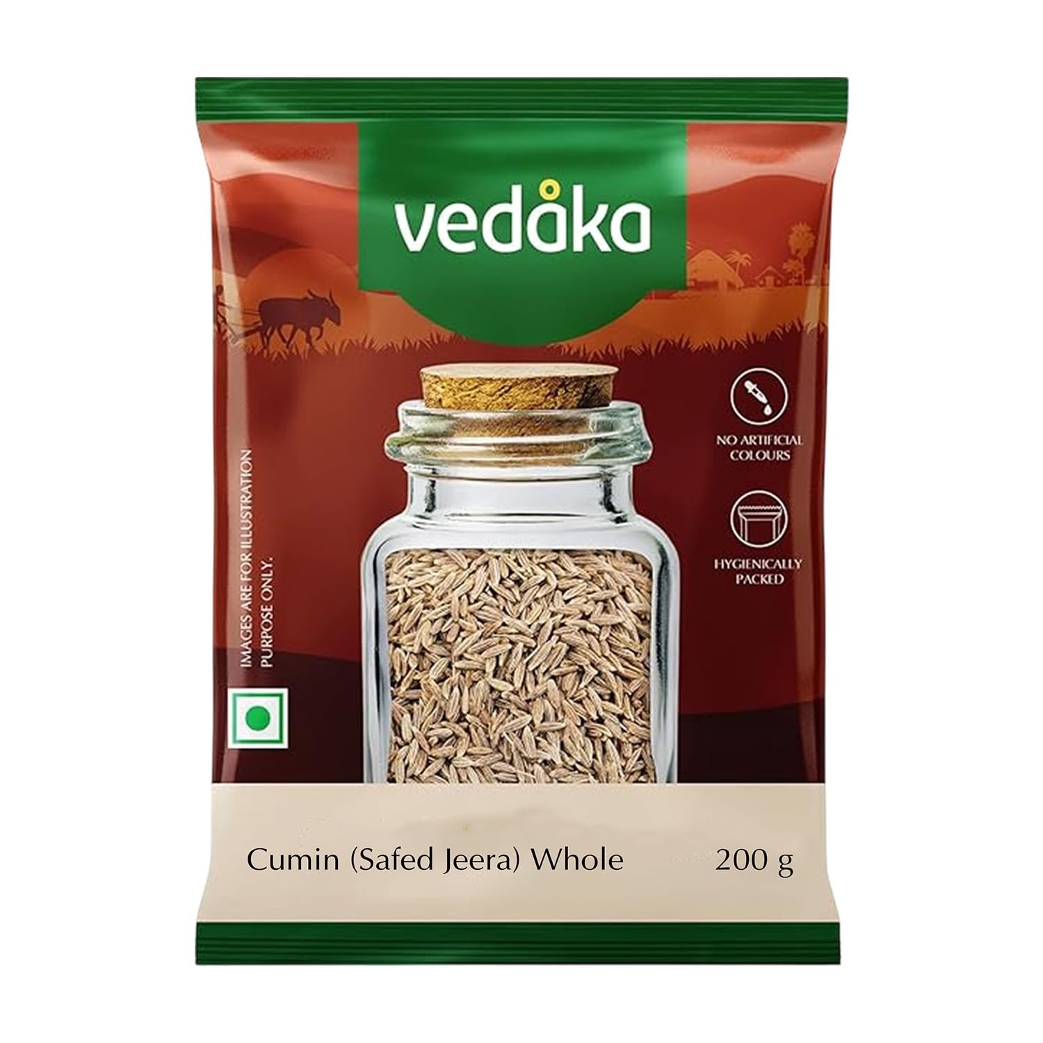 Amazon Brand – Vedaka Cumin (Safed Zeera) Whole | 200 g | Jeera Seeds | No Artificial Colours & Preservatives