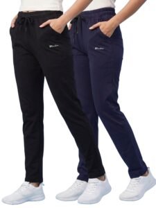 BLINKIN Women’s Cotton Rich Track Pants & Pyjama Combo (Pack of 2) | Relaxed Fit Night Pants, Lower & Lounge Pajama for Woman with Side Pockets