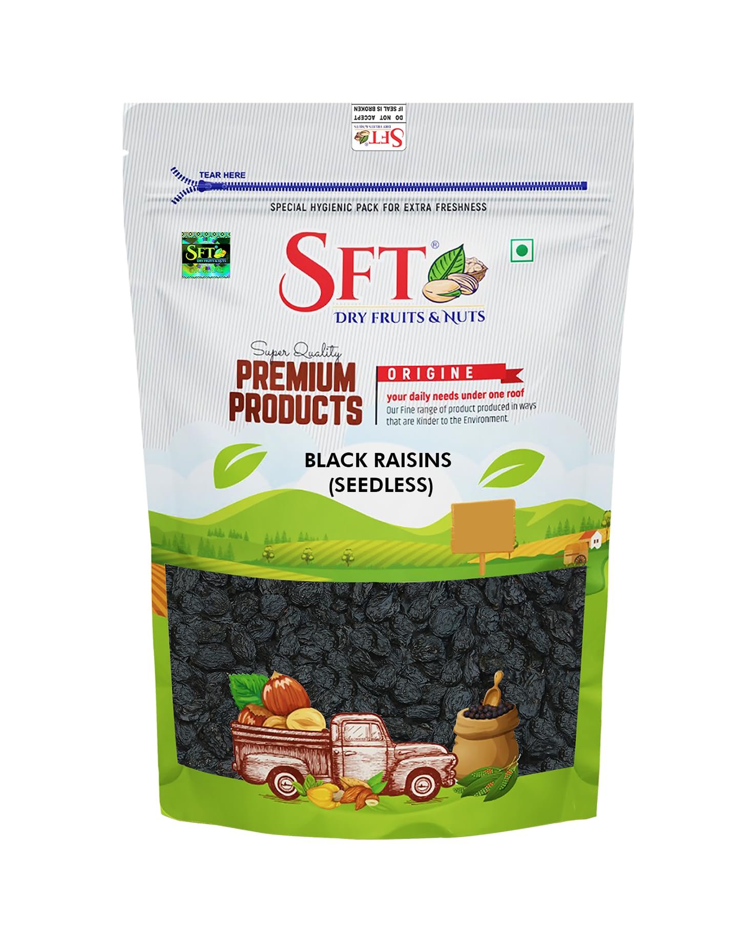 SFT Premium Afghani Seedless Fresh Black Raisins 1Kg Value Pack| Healthy Snacks, Dry Fruits, Kishmish | High In Antioxidants, Naturally Sweet & Tasty