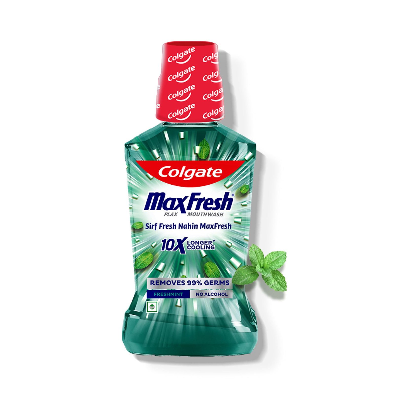 Colgate Plax Fresh Mint Mouthwash, 0% Alcohol, Antibacterial Mouth Wash for Bad Breath, Cavity Protection & Germ Defense for Adults, 500ml