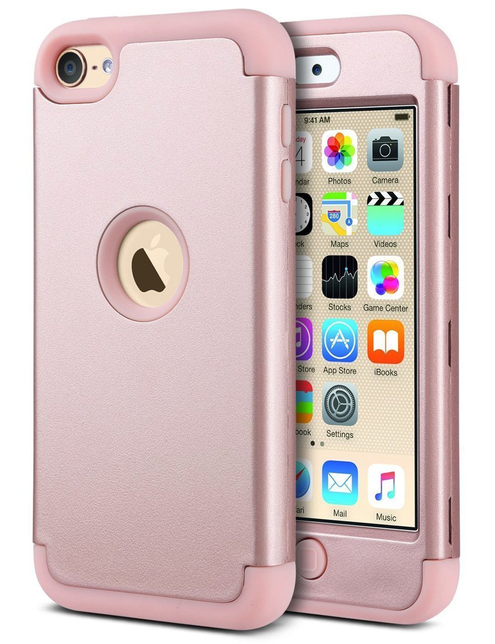 ULAK Heavy Duty High Impact KNOX ARMOR Case Cover Protective Back Cover Case iPod 6 Case / iPod Touch 6 Case for Apple iPod touch 5 6th Generation (Rose Gold)
