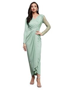 Miss Chase Women’s Comfortable Round Neck Sleeveless Striped Midi Bodycon Dress with Zipper