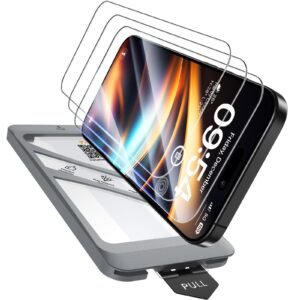 TAURI 3 Pack for iPhone 17 Pro Max Screen Protector 6.9″ with Auto-Installation Tool, Tempered Glass, Scratch-Resistant, [Military Grade Protection] Film