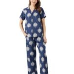 Amazon Brand – Myx Women Cotton Shirt and Relaxed Pajama Set | Night Suit Set (Available in Plus Sizes)