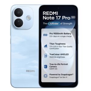 Redmi Note 17 Pro 5G (Cloud Blue, 8GB RAM, 256GB ROM) | 9000mAh Battery + 67W TurboCharge* | 6.83″ 12-bit TrueColour AMOLED | No.1 Care Plan | Snapdragon 6s Gen 4 | 50MP OIS Camera | Victus 2 | IP69K