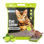 Petoska Cat Litter 5kg Lemon | Fast-Clumping Bentonite Cat Litter with Odour Lock, Low Dust & Gentle on Paws | Fresh & Zesty Litter Box Everyday