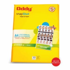 Oddy 180 GSM A4 Size Glossy Photo Paper – Water Proof, Instant Drying, Pack of 50 Sheets, Compatible with Inkjet Printer
