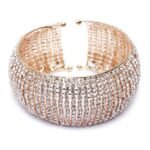 Shining Diva Fashion 18k Rose Gold and Silver Plated Adjustable Crystal Cuff Bracelet for Women and Girls