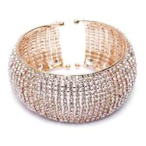 Shining Diva Fashion 18k Rose Gold and Silver Plated Adjustable Crystal Cuff Bracelet for Women and Girls