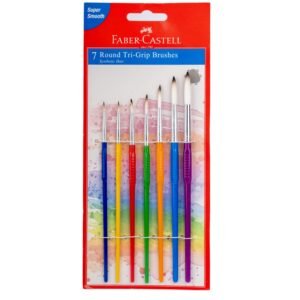 Faber-Castell Tri-Grip Brush – Round, Pack of 7 (Assorted)