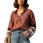 GRECIILOOKS Women French Crepe Printed Formal Shirt | Stylish Office Top | Casual Full Sleeve Shirts | Trendy Summer Tops | Smart Casual Printed Top for Women’s | French Crep Button Down Modern Fit