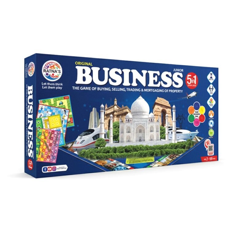 Ratna’s Business Junior Coins 5 in 1 Board Game Set of Business, Snake and Ladders, Ludo, Car Rally, and Cricket Games, 2-4 Players, Perfect for Kids & Adults Play