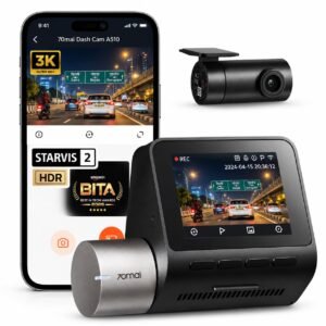 70mai A510 HDR 3K Dual Channel Dash Cam, BITA 2026 Best Dashcam Award Winner, STARVIS 2 IMX675 Sensor, ADAS, GPS Logger, MaiColor Vivid+ Night Owl Vision, App Playback, Parking Monitoring