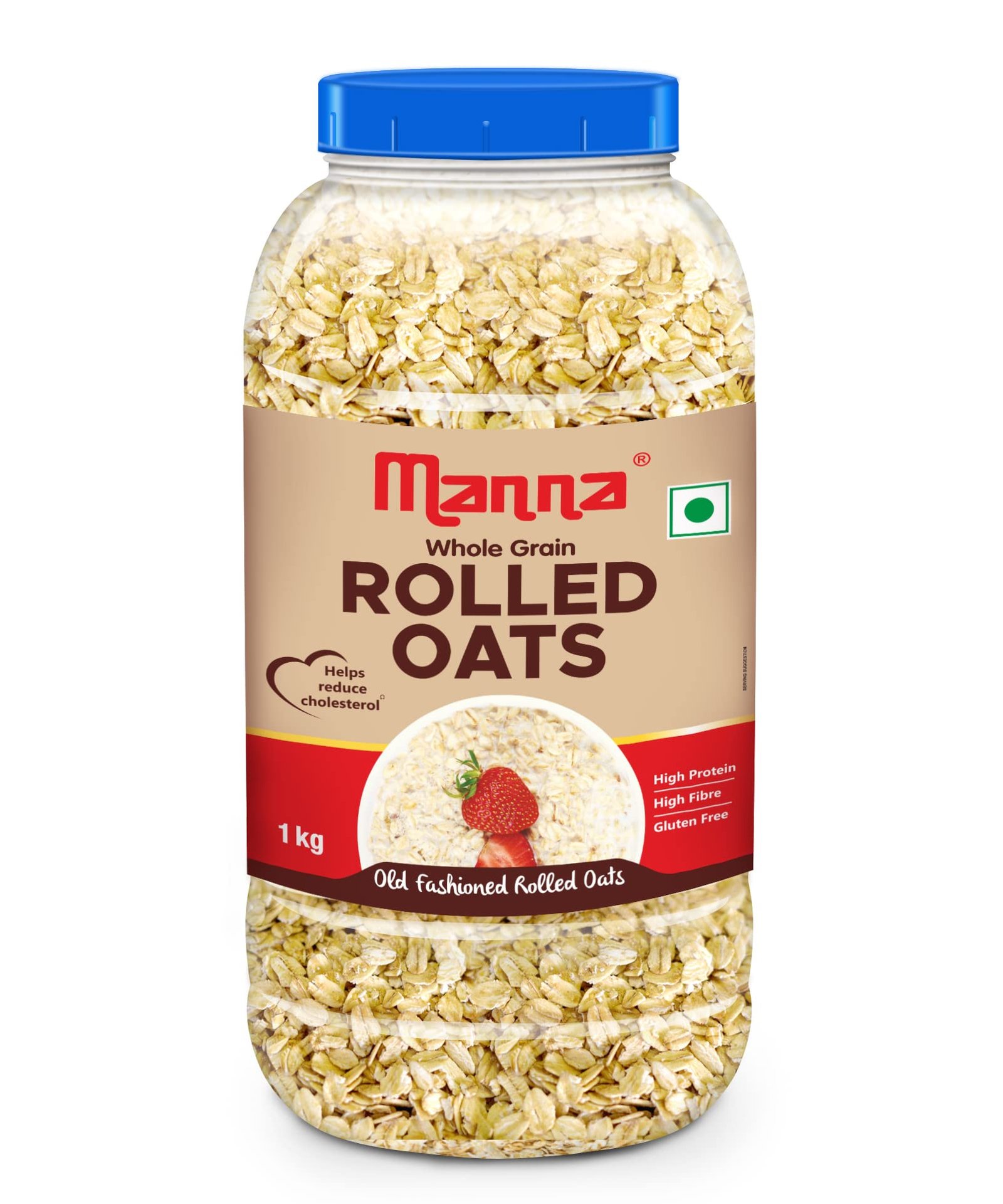 Manna Rolled Oats 1kg, High Protein, High Fibre. Gluten Free Wholegrain
